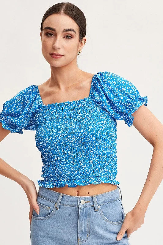 Relaxed Style Print Crop Top Short Sleeve