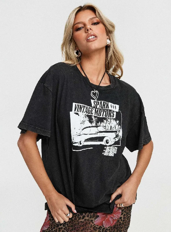 Eclectic Fashion Electric Vintage Oversized Tee Black