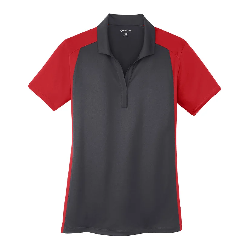 Women's Clothes And Apparel Sets Sport-Tek Women's Iron Grey/True Red Colorblock Micropique Sport-Wick Polo