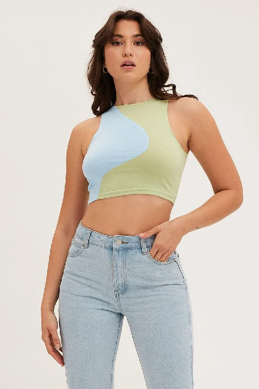 Women's Activewear Apparel Green Crop Top