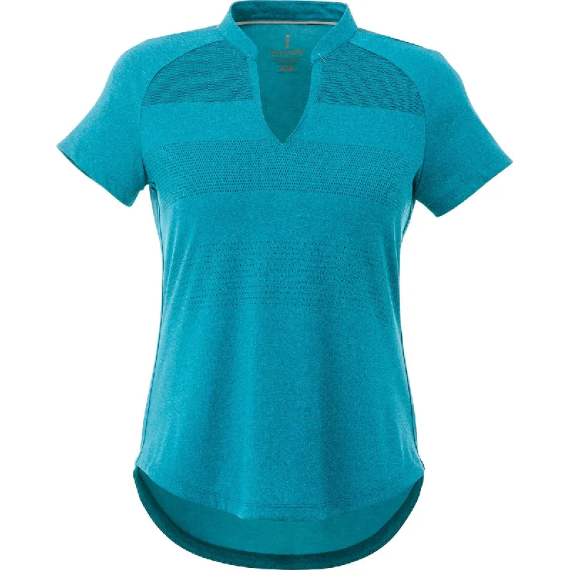 Women's Work Outfit For The Office Elevate Women's Aspen Blue Heather Antero Short Sleeve Polo