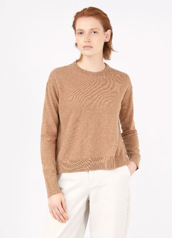 Women's Comfy Loungewear Outfit Women's Cashmere Crew Neck Jumper in Camel