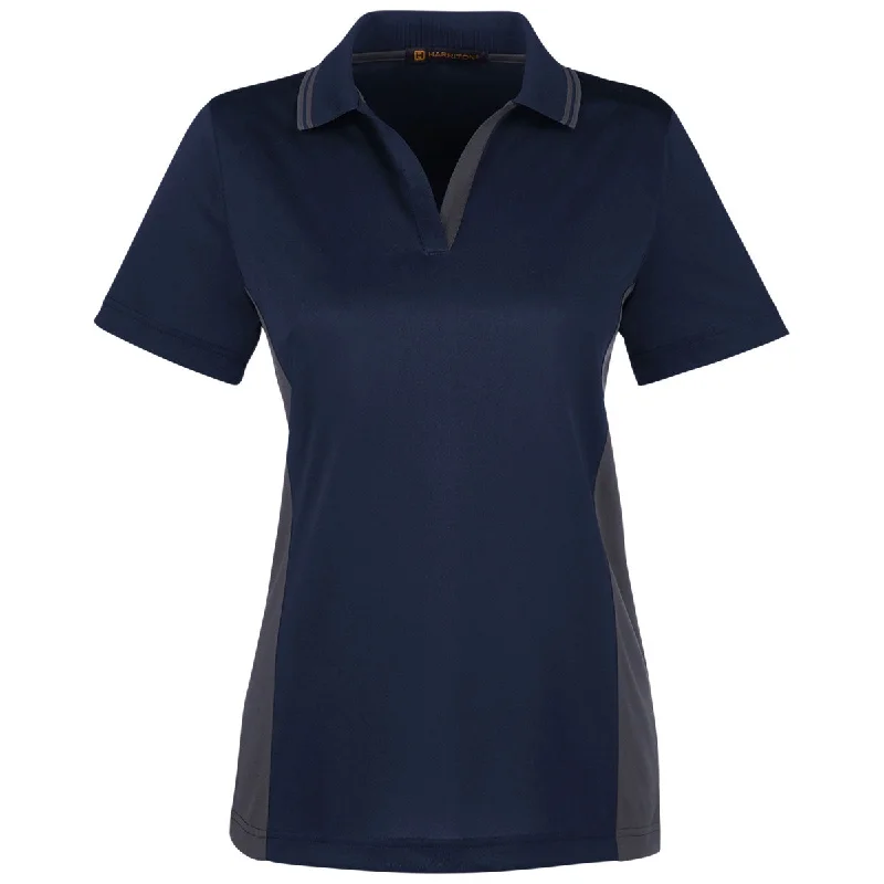 Timeless Women's Garments Harriton Women's Dark Navy/ Dark Charcoal Flash Snag Protection Plus Colorblock Polo