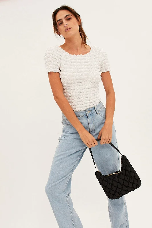 Women's Casual Dresses White Textured Crop Top