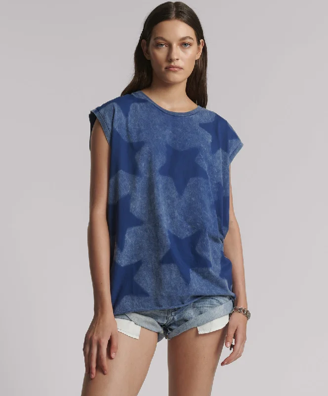 Women's Outerwear for All Weather Conditions Star Dust Oversized Tank - Blue