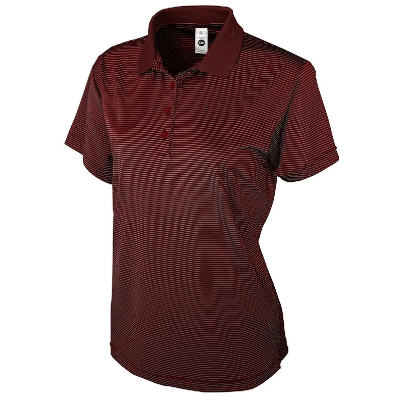 Women's Date Night Outfit BAW Women's Maroon/Charcoal Mini Stripe Spandex Cool Tek Polo