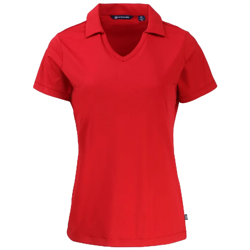 Workwear Fashion for Women Cutter & Buck Women's Red Daybreak Eco Recycled V-neck Polo