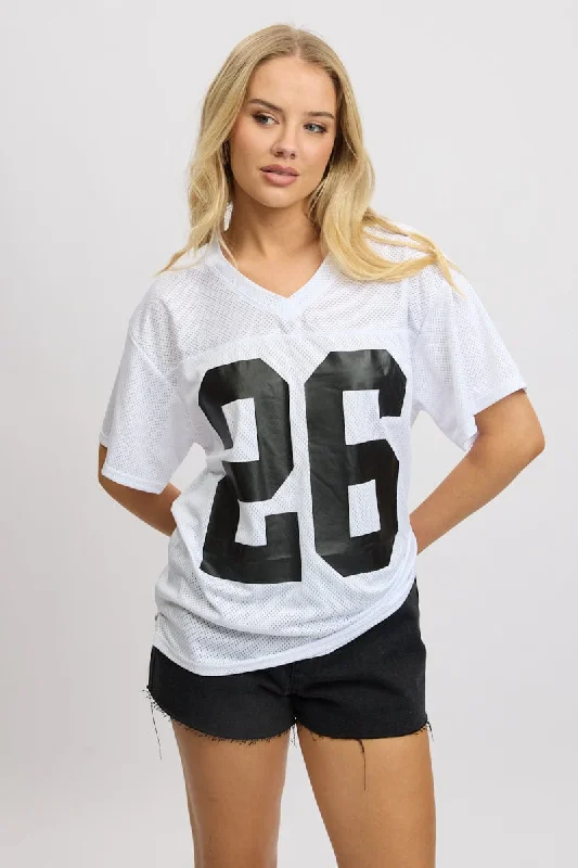 Casual Fashion for Women White Sport Tee Short Sleeve