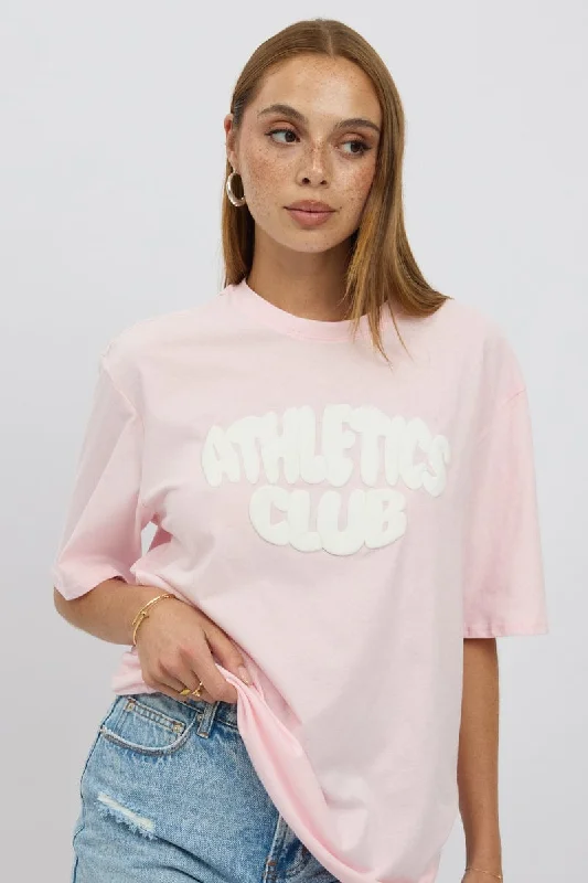 Women's Clothes Pink Graphic Tee Short Sleeve