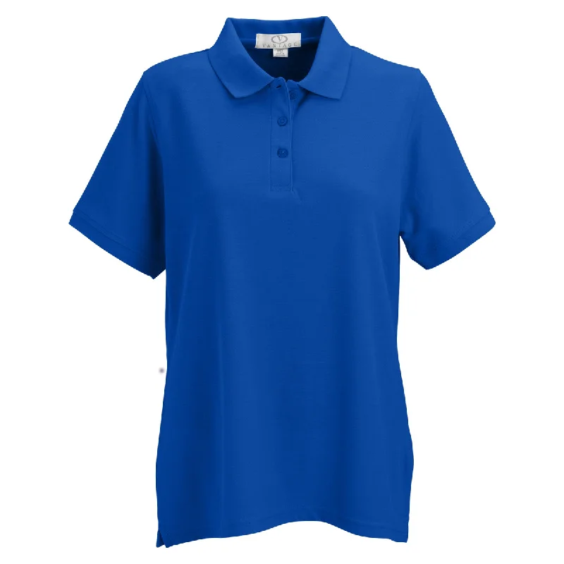 Trendy Boutiques Online Vantage Women's Royal Soft-Blend Double-Tuck Pique Polo