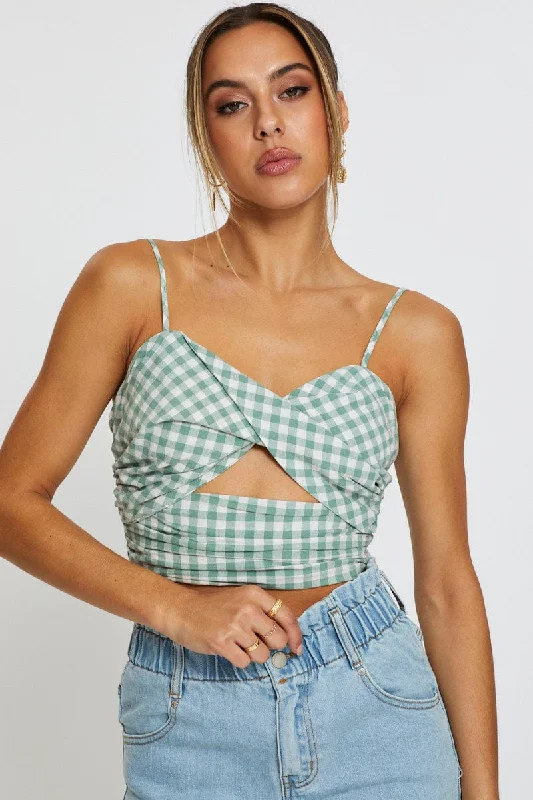 Timeless Classics Check Crop Top Sleeveless