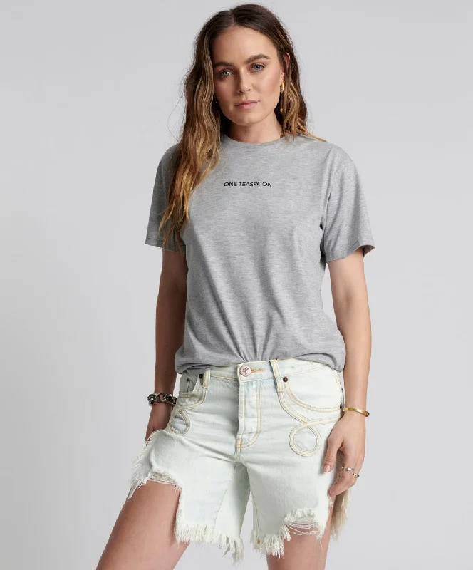 High-Quality Women's Fashion Dresses ONE TEASPOON LOGO CREW NECK TEE GREY