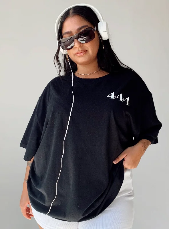 Women's Stylish Professional Apparel 444 Oversize Tee Black Curve