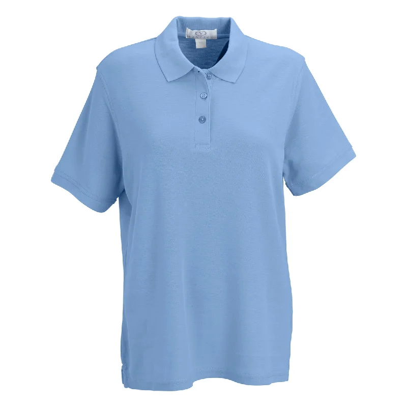 Discount Price Vantage Women's Carolina Blue Soft-Blend Double-Tuck Pique Polo