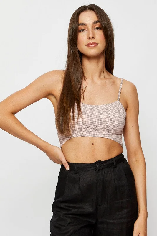 Exclusive Online Sale Check Crop Top Sleeveless