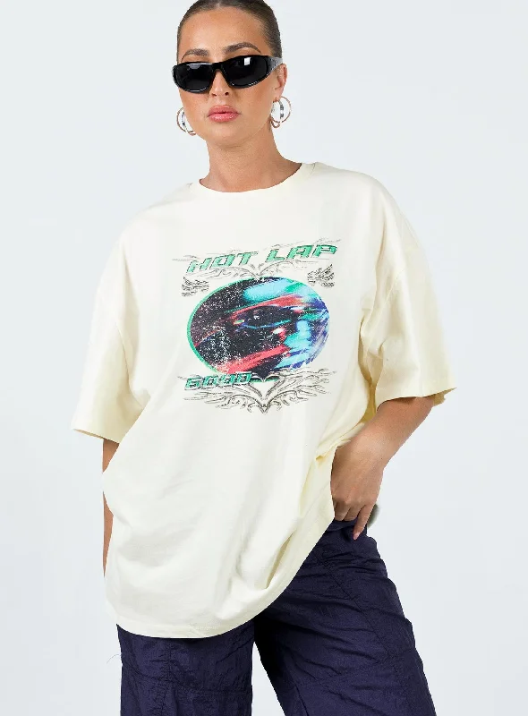 Women's High-Fashion Garments Hot Lap Oversized Tee Ivory