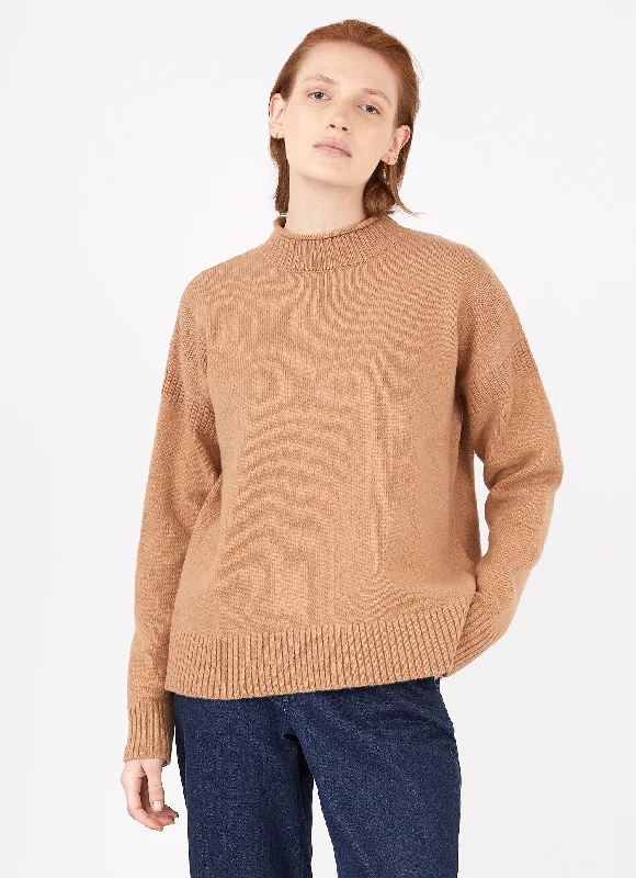 Women's Professional Outfit Women's Fisherman Jumper in Camel