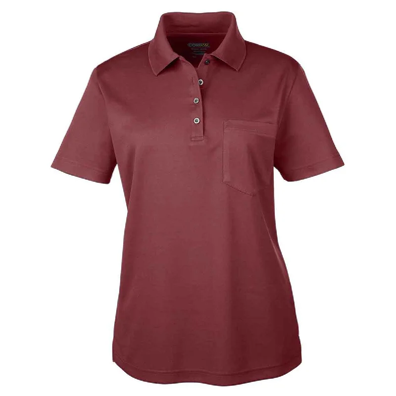 Winter Wardrobe Clearance Core 365 Women's Burgundy Origin Performance Pique Polo with Pocket