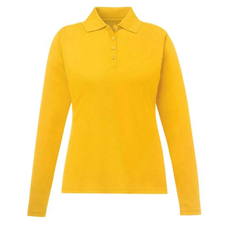 Women's Elegant Apparel Core 365 Women's Campus Gold Pinnacle Performance Long-Sleeve Pique Polo