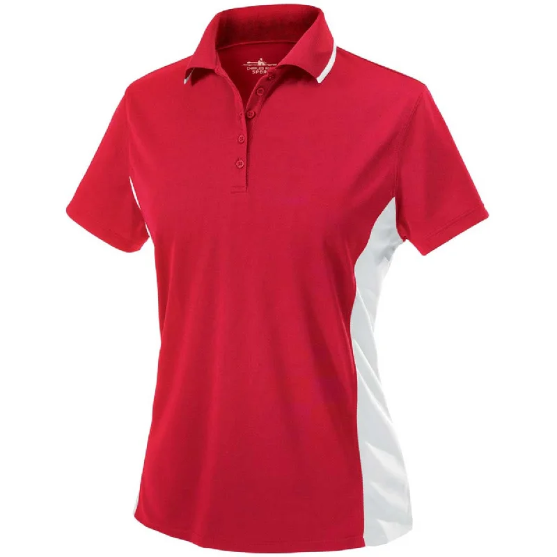 Online Boutique Clothing Charles River Women's Red/White Color Blocked Wicking Polo