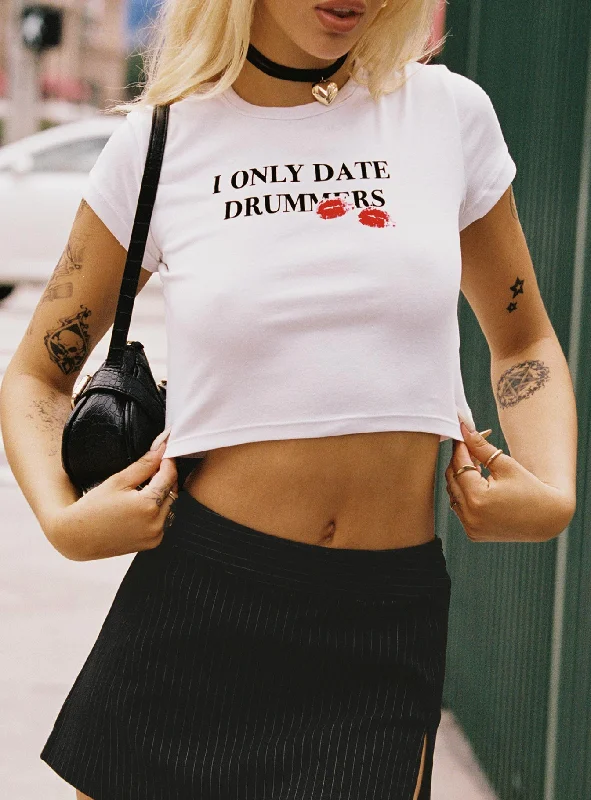 Clothes For Women Drummers Baby Tee White