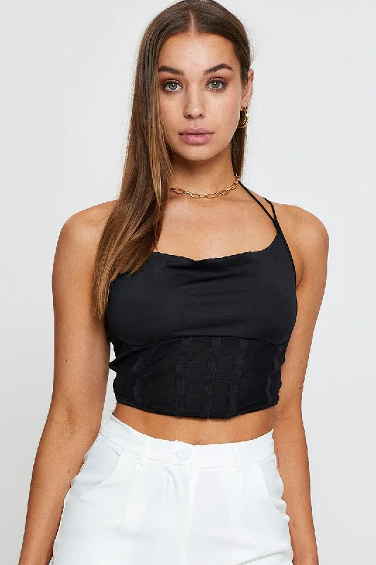 Women's Transitional Attire Black Crop Top