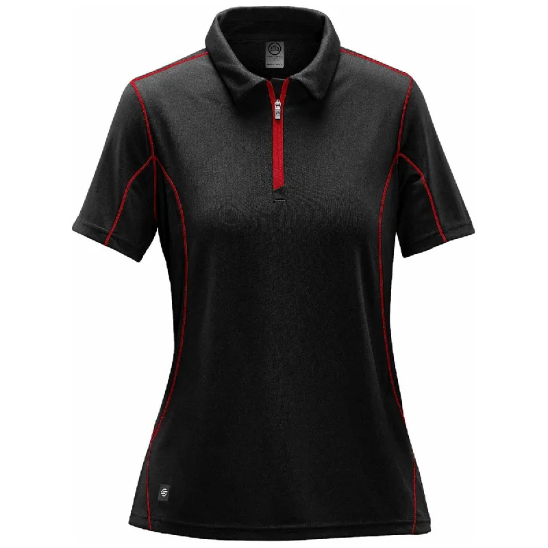 Current Trends Stormtech Women's Black/Bright Red Pulse 1/4 Zip Polo