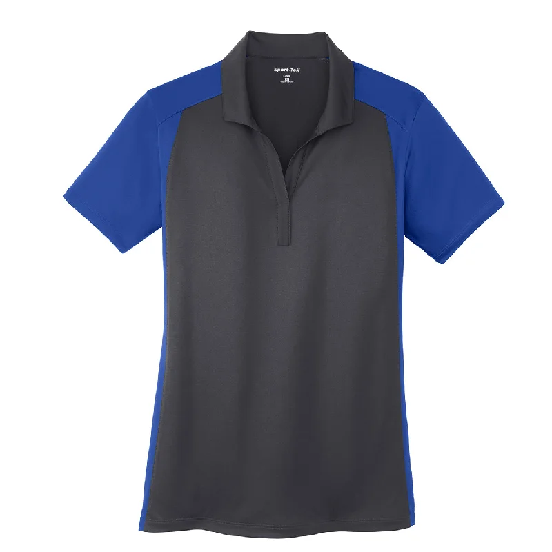 Women's Charming Outfit For Events Sport-Tek Women's Iron Grey/True Royal Colorblock Micropique Sport-Wick Polo