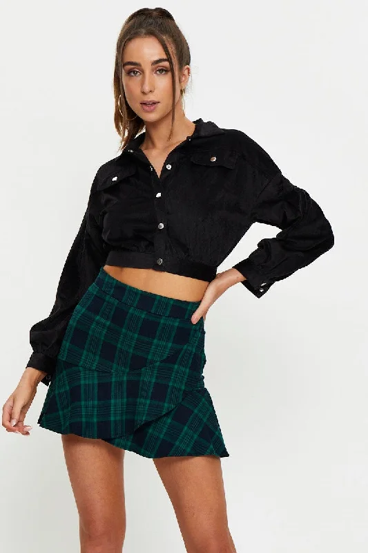 Affordable Online Boutiques Black Crop Button Front Shirt