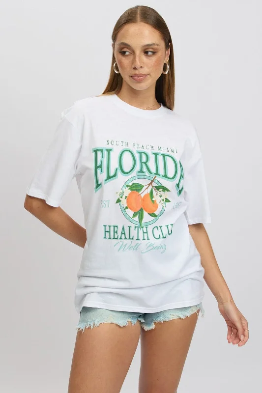 Shop Ladies Clothes White Graphic Tee Short Sleeve