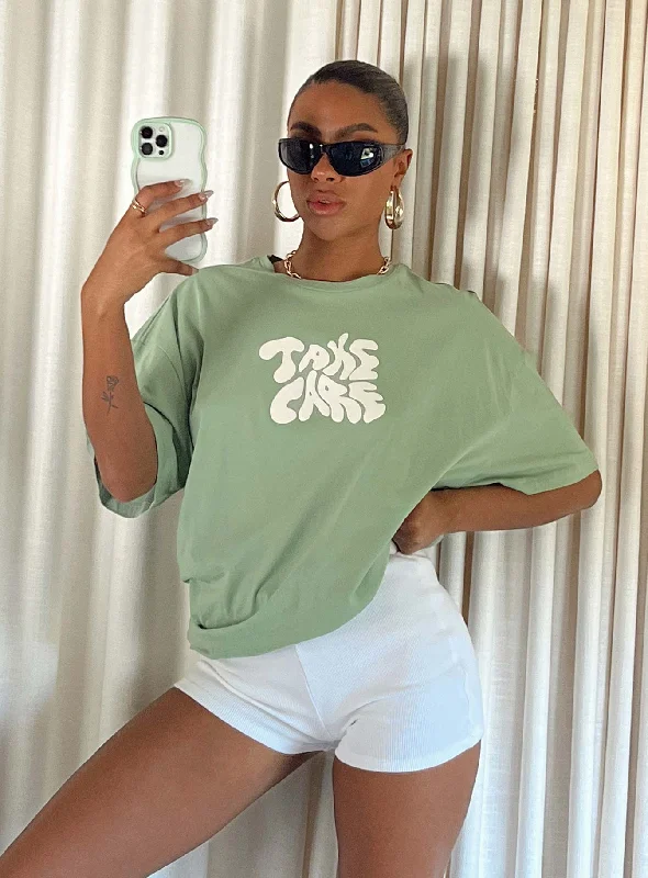 Clearance Sale Take Care Oversized Tee Green