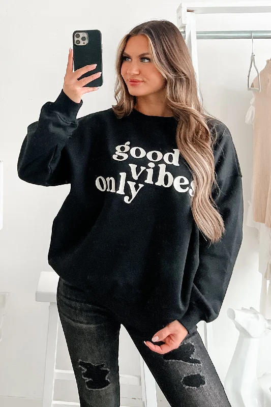 Women's Activewear Apparel Sunshine State Of Mind Oversized Embroidered Sweatshirt (Black)