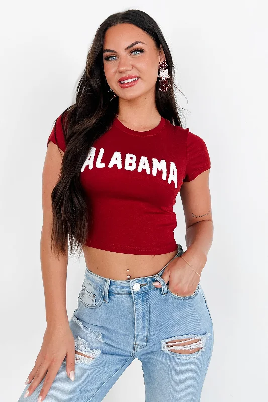 Stylish Women's Outerwear Apparel Rep My Team Textured Graphic Tee (Alabama)