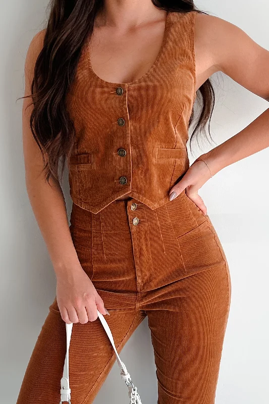 Clothing Sale Truly Charming Corduroy Vest Top (Camel)