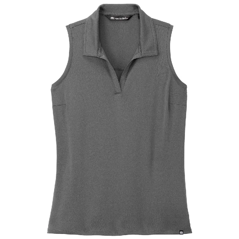 Women's Office Outfit TravisMathew Women's Quiet Shade Grey/Black Coto Performance Sleeveless Polo