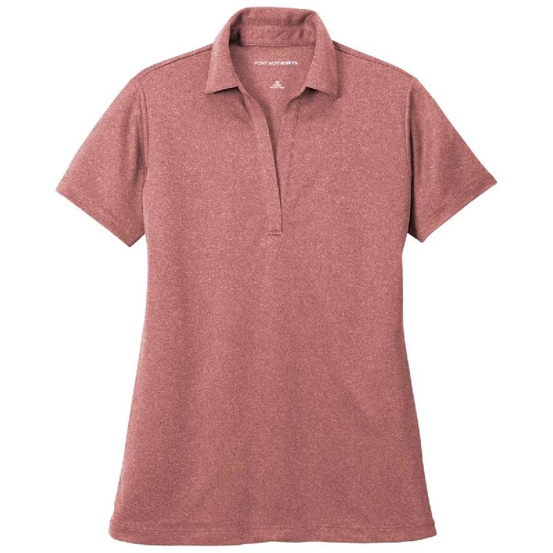 Urban Femme Streetwear Port Authority Women's Garnet Heather Heathered Silk Touch Performance Polo