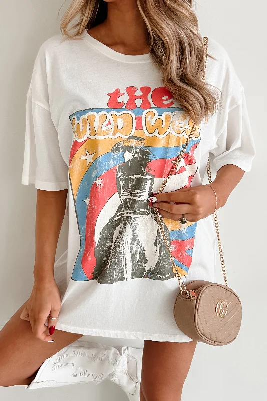 Women's Outerwear for All Weather Conditions "The Wild West" Oversized Graphic Tee (Ivory)