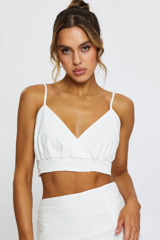 Seasonal Sale White Singlet Top Crop