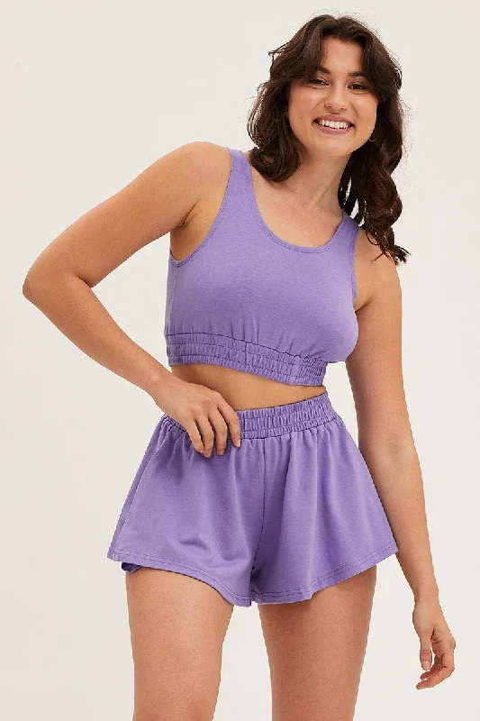 Save Big Purple Crop Top Loungewear Set