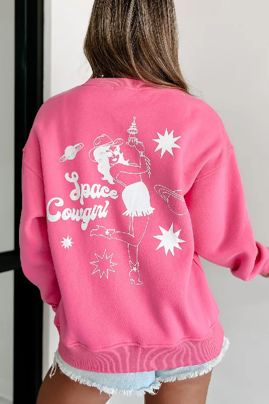 Stylish Savings "Space Cowgirl" Double-Sided Graphic Crewneck (Hot Pink)