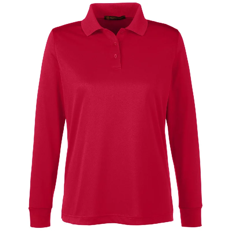 Women's Elegant Garments Harriton Women's Red Advantage Snag Protection Plus Long Sleeve Polo