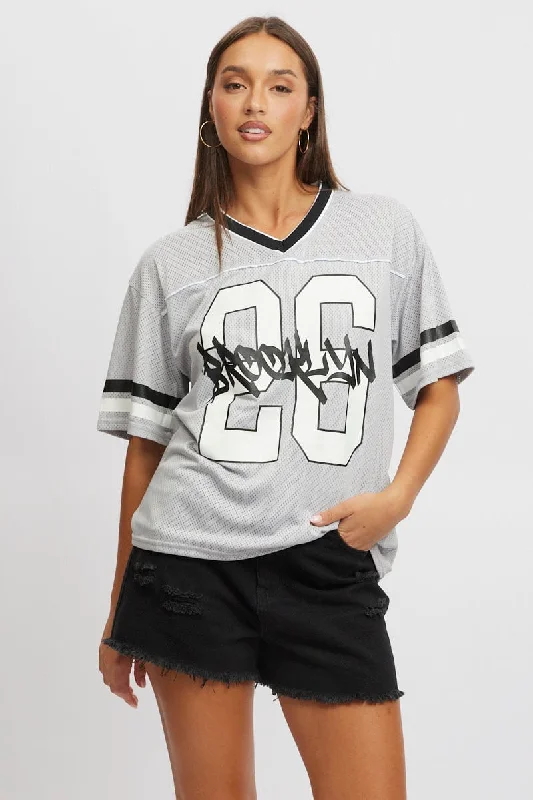 Stylish Everyday Clothing Grey Sport Tee Short Sleeve