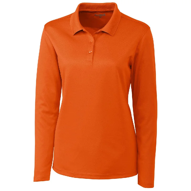 Relaxed Style Clique Women's Orange Long Sleeve Spin Pique Polo