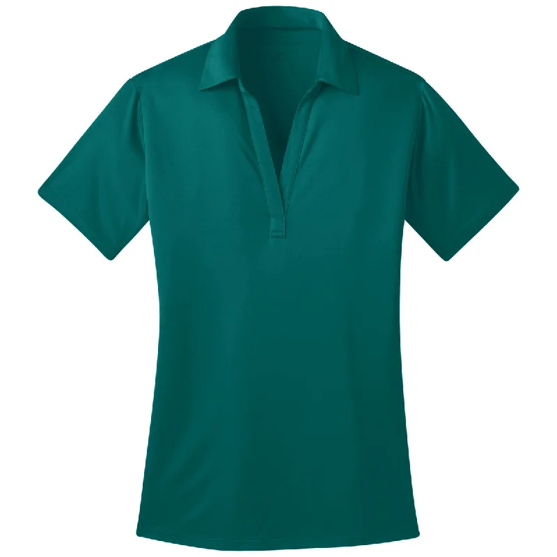 City Fashion Port Authority Women's Teal Green Performance Poly Polo