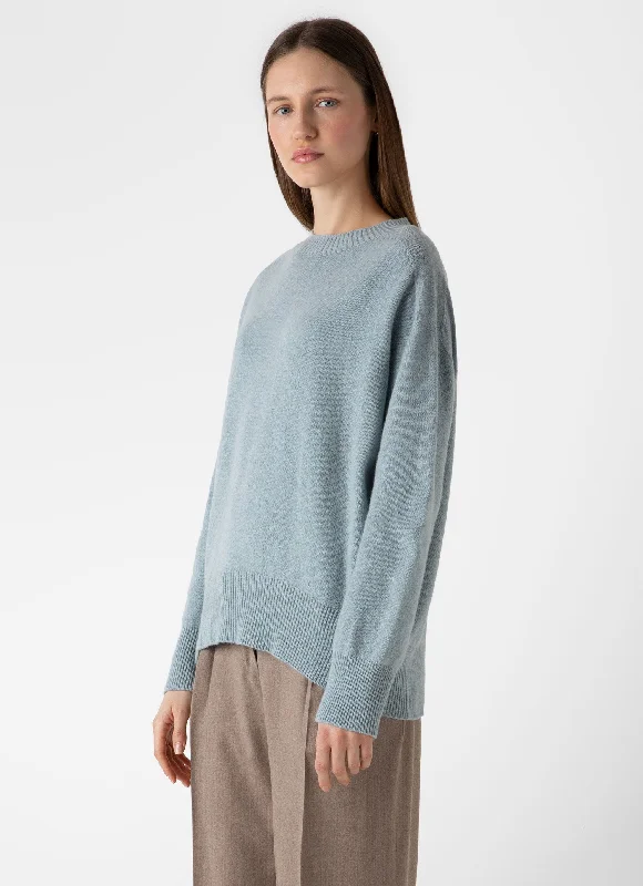 Women's Romantic Outfit Women's Lambswool Crewneck Jumper in Blue Sage