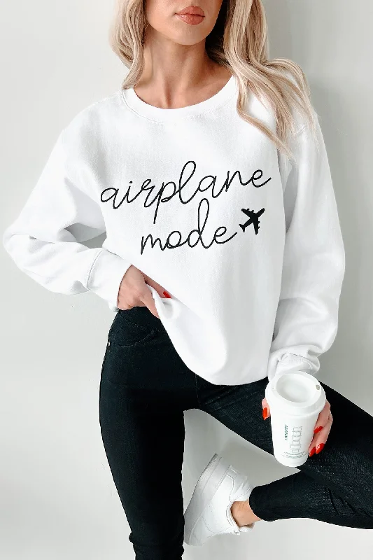 Women's Fashion Clothing "Airplane Mode" Graphic Sweatshirt (White)