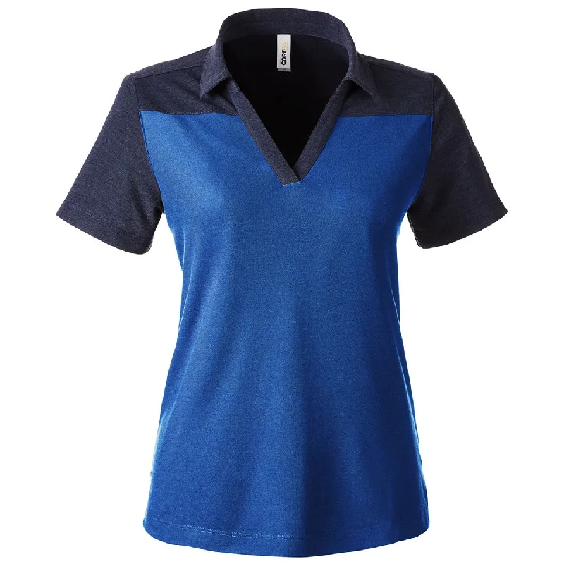 Chic Women's Clothing Online Core 365 Women's True Royal/Classic Navy Heather Fusion ChromaSoft Colorblock Polo