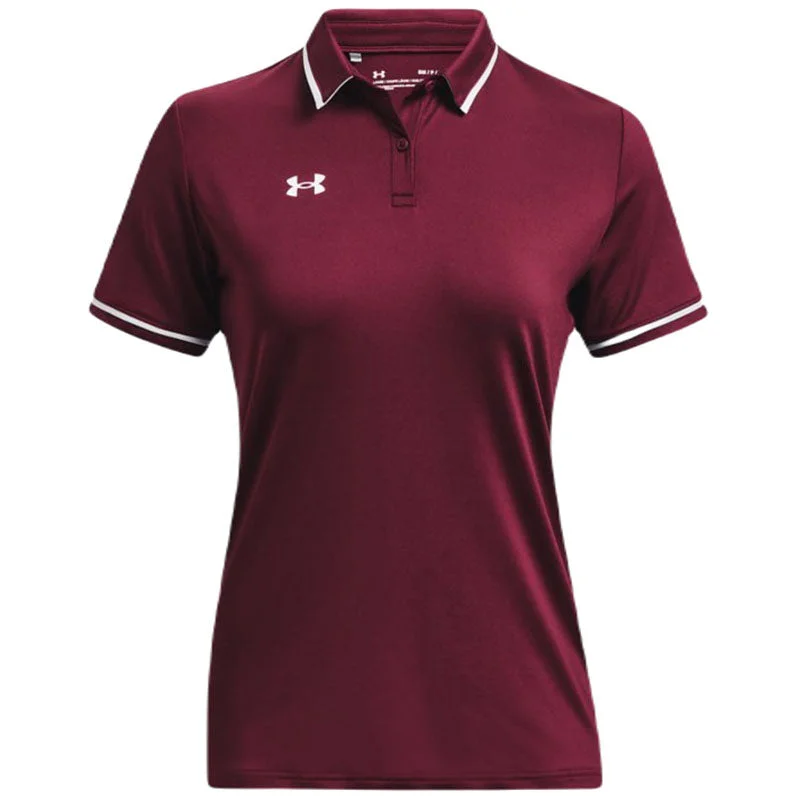 Elegant Women's Attire Under Armour Women's Maroon/White Team Tipped Polo