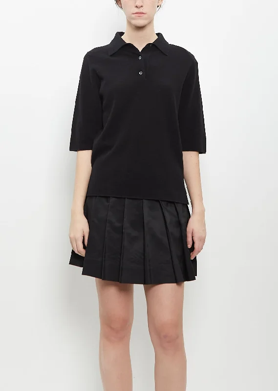 Women's Evening Attire Cashmere Monterey Polo — Black