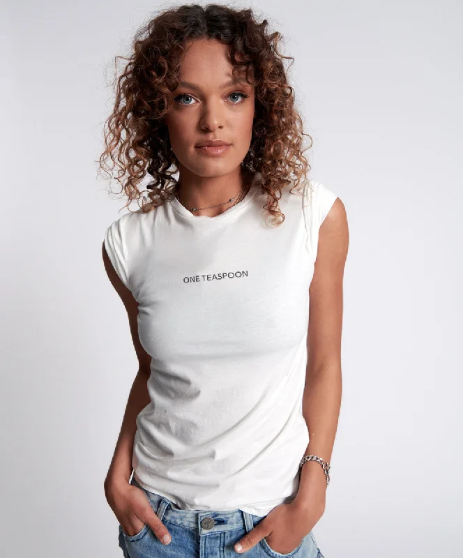 Street Style Fashion ONE TEASPOON ORGANIC FITTED LOGO TEE WHITE